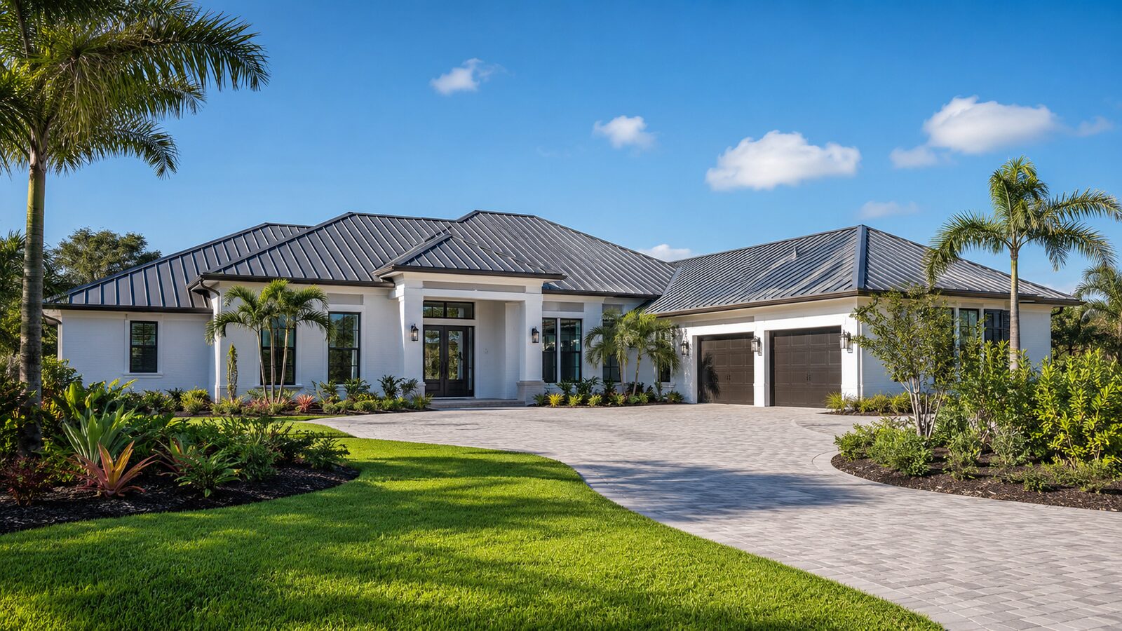 5V-crimp metal roof on a Pinecrest residence